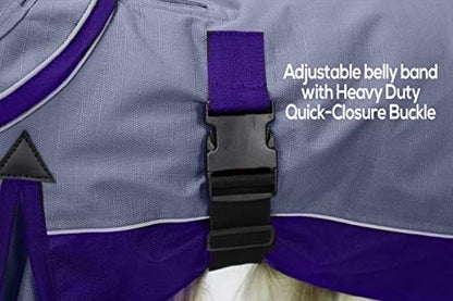 Derby Originals Safety Reflective 1200D Ripstop Waterproof Nylon Winter Dog Coat with Removable Neck Cover and Two Year Warranty - 220g Polyfil Insulation (26", Purple/Grey) - color: Charcoal/Purple, size: 26"