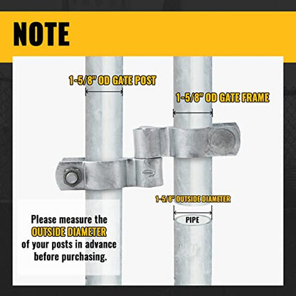 VIVIDA Chain Link Gate Hinge, 1-5/8" Fence Pipe Gate Hinge Kit, 2 Set - color: Silver (2 Set), size: 1-5/8