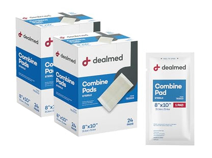 Dealmed Abdominal Combine Pads 8x10 Sterile - Non Adherent - 48 Count - size: 8" x 10", style: Pack of 2