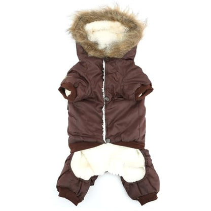 ZUNEA Dog Snowsuit Waterproof for Small Dogs Winter Puppy Coat, Brown, S - color: Brown, size: S