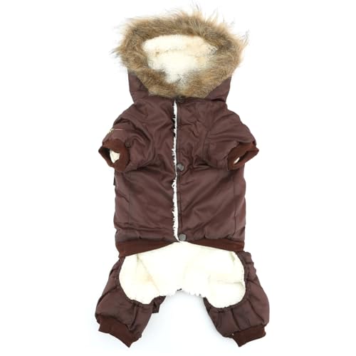 ZUNEA Dog Snowsuit Waterproof for Small Dogs Winter Puppy Coat, Brown, Xs - color: Brown, size: XS