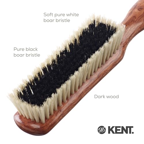 Kent CP6 Clothes Brush. Cashmere Care Dark Wood with Black & White Boar Bristle, Lint Remover for Wool and Silk for Keeping Delicate Fabrics Free from Fibres, Fluff and Pet Hair. Made in England - style: CP6