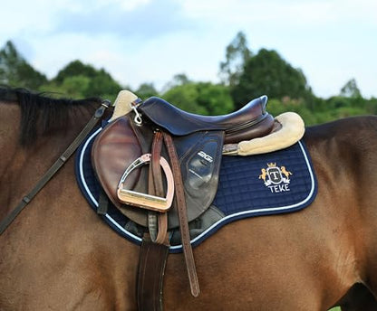 T TEKE Close Contact Saddle Pads,100% Cotton English Saddle Pads for Horses with Moisture-Wicking and Breathable Lining - color: Navy
