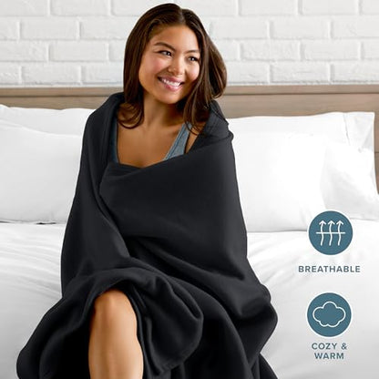 Bare Home Polar Fleece Blanket (Throw, Black) - color: 04 - Black, size: Throw