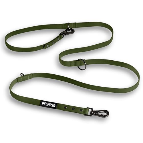 Fenrir - Dog Training Leash - Heavy Duty Dog - Double Ended Carabiner - Long Dog Lead - Non-Slip Lead Waterproof Gear for Large & Small Dogs Puppy - 2.1m (Green) - color: Green