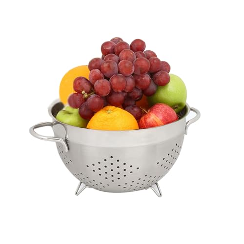 Stainless Steel Colander Mesh Metal Strainer Pasta Rice 5-Quart Strainer Dishwasher Safe