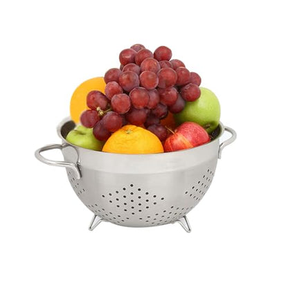 Stainless Steel Colander Mesh Metal Strainer Pasta Rice 5-Quart Strainer Dishwasher Safe