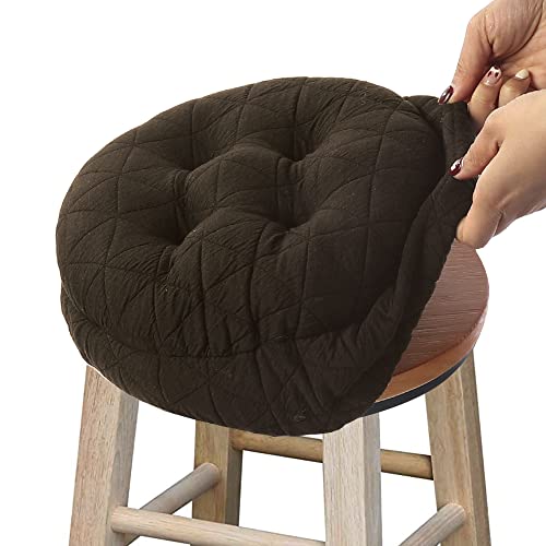 BUYUE Round Bar Stool Seat Cushion, Dia.14 Luxury Fashion Jacquard with Anti-Skid Silicone Bar Stool Cushion Padded (Brown, L,1 Count) - color: Brown, style: Round L