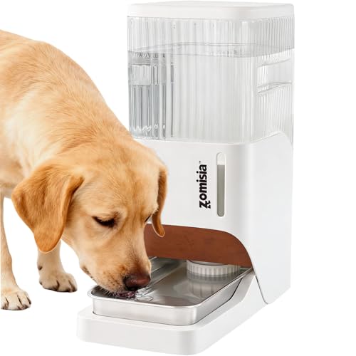 ZOMISIA 2.1 Gallon Gravity Dog Water Dispenser with Stainless Steel Bowl - color: White, size: 8L