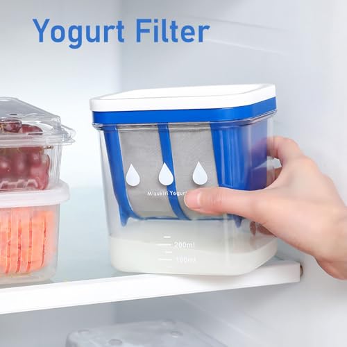 Greek Yogurt Maker, Whey Strainer Separator with Fine Mesh Filter Clear Thick Yogurt Maker with Lid and Measuring Scale for Homemade, No Electric