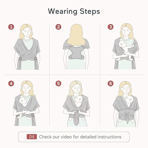 Momcozy Baby Wrap Carrier, Easy-On 2-Piece Design, Newborn to 33 lb - color: Grey
