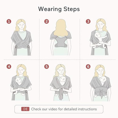 Momcozy Baby Wrap Carrier, Easy-On 2-Piece Design, Newborn to 33 lb - color: Grey