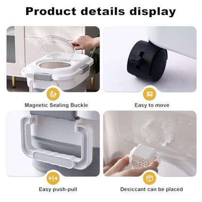 SEWIU 2pack 25 lbs Dog Food Storage Container,Collapsible Dog Food Container with Scoop,Pet/Dog/Cat/Bird Food/Cat litter Storage Containers to Keep Dry,Easy to Move.(Black+white) - color: 2-25LB-black&white