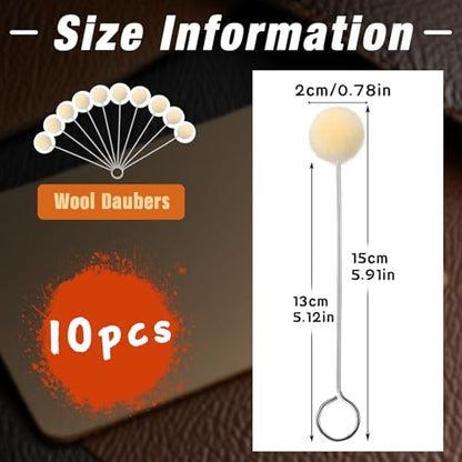 BUTUZE 15 Pcs Wool Daubers, Wool Daubers for Leather Dye - size: 10 Pcs