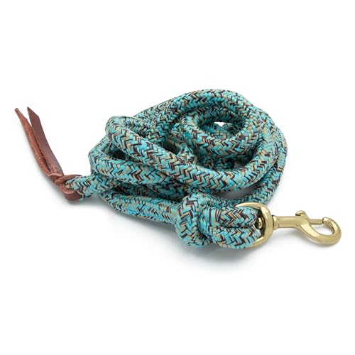 Weaver Equine 10' Horse Cowboy Lead Rope with Brass Snap - color: Turquoise/Brown/Tan