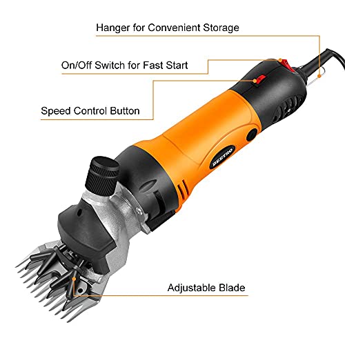 BEETRO 500W Electric Professional Sheep Shears, Animal Grooming Clippers for Sheep Alpacas Goats and More, 6 Speeds Heavy Duty Farm Livestock Haircut - size: One set of blade