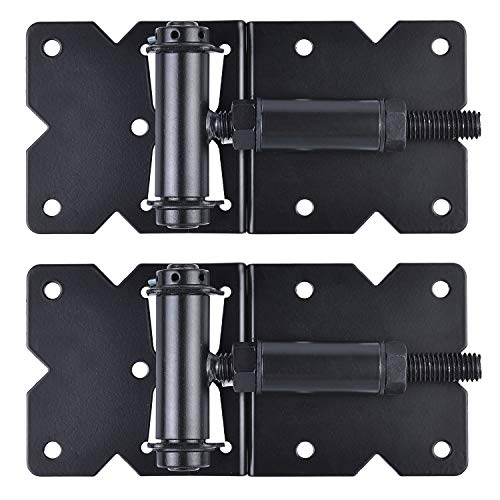 Self Closing Gate Hinges Heavy Duty, 90 Degree Adjustable, 4Pcs - color: Black(2pcs)