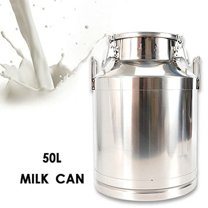 50L 13.2 Gallon Milk Can Stainless Steel Milk Bucket Wine Pail Bucket Versatile Milk Can Wine Bucket Liquid Storage Milk Transport Can Tote Jug with Sealed Lid Heavy Duty and Carry Handle - size: 50L 13.2 Gallon