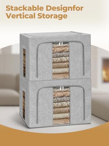 Cirhy 66L Cashmere Sweater Storage Bag with Steel Frame, Grey - style: 60L-Grey-1pcs