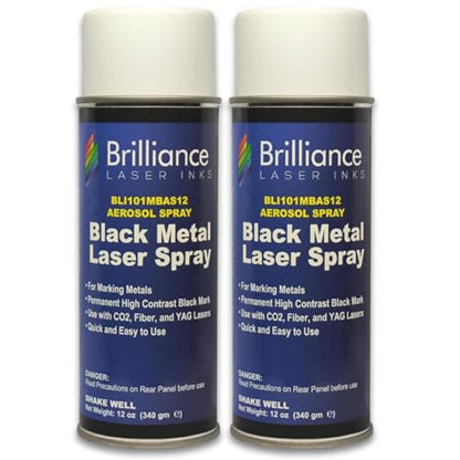 Pack of 2 - BLI101-12 Oz - Aerosol Black Laser Ink for Metals Marking - CO2 Laser - Fiber Laser - YAG, Durable, Permanent, High Contrast, Brilliance Laser Inks - color: 2 Pcs