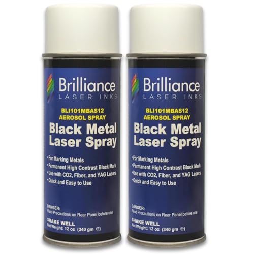 Pack of 2 - BLI101-12 Oz - Aerosol Black Laser Ink for Metals Marking - CO2 Laser - Fiber Laser - YAG, Durable, Permanent, High Contrast, Brilliance Laser Inks - color: 2 Pcs
