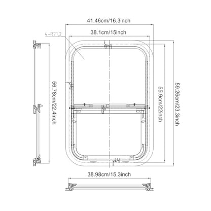Vertical Sliding Black RV Window for Teardrop, Cargo, Horse Trailer, Marine Camper Window Replacement,15" Wide x 22" Tall, 2 Pack (15"x22") - size: 15"x22"