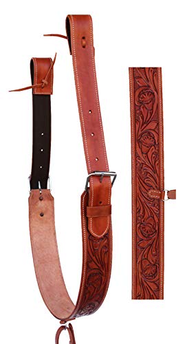 CHALLENGER Horse Western Carved Leather Rear Flank Back Cinch Girth Saddle Billets 9774-80 - color: Tan, size: 34" Long x 3" Wide