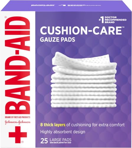BAND-AID Brand Absorbent Cushion Care Sterile Square Gauze Pads for First Aid Protection of Minor Cuts, Scrapes & Burns, Non-Adhesive, Wound Care Dressing Pads, Large, 4 in x 4 in (Pack of 125) - size: 4x4 Inch (Pack of 125)