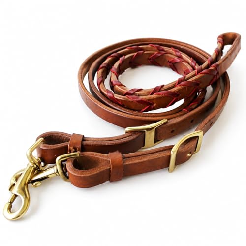CHALLENGER 8' Horse Western Leather Latigo Laced Barrel Contest Reins 66RT10 - color: Tan Latigo