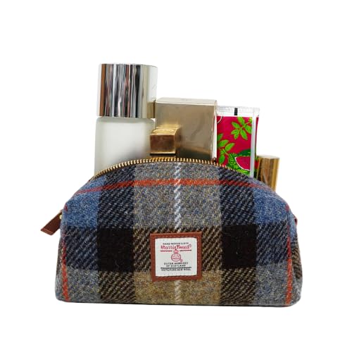 TAILORMAP Harris Tweed Wool Cosmetic Bag, Large Capacity Scottish Tartan Handmade Makeup Organizer, Stain-Resistant Travel Toiletry Pouch for Women （No.896） - color: No.896