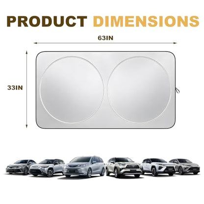 Car Windshield Sunshade, Front Window Heat Blocker Automotive Sun Screen, Foldable Sun Visor Cover Vehicle Front Windshield Shades for UV Protection, Car Accessories (Large) - color: L(160*86cm)