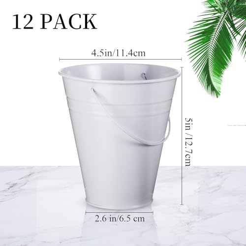 Sadnyy 12 Pack 4.5 X 5 inch White Metal Buckets - color: White, size: 4.5 x 5 in