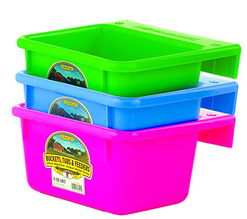 Little Giant® Plastic Mini Feeder | Fence Feeder | Goat Feeder | Durable & Mountable Bucket for Livestock | Made in USA | 6 Quart | Hot Pink