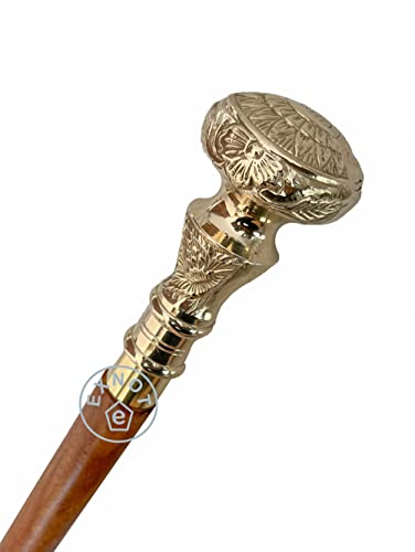 Vintage Brass Handle Victorian Telescope Fold able Wooden Walking Stick Walking Cane Ideal Gift