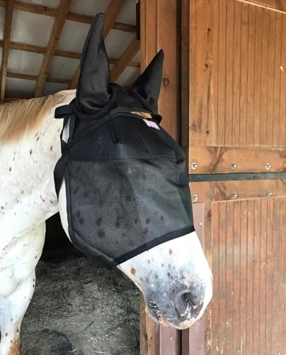 EquiVizor 95% UV Eye Protection (XL) Horse Fly Mask with Ears. Designed to Stay On Your Horse, Off The Ground - size: X-LARGE