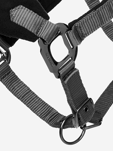 LeMieux Vogue Fleece Headcollar - Halter & Leadrope - Extra Padding, Adjustable at Curb and Poll Strap - color: Black / Grey, size: full