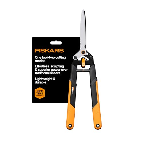 Fiskars 25" DualAction Hedge Shears, 2-in-1 Fast or Powerful Trimming | Cuts Through Thin & Thick Branches of Hedges & Shrubs, Low Friction Coated Blades for Smoother Cuts, SoftGrip Handles - style: 25" 2-in-1