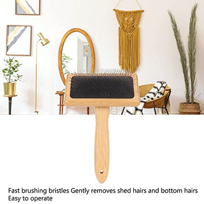 Sheepskin Wool Brush, Macrame Slicker Brush with Air Bag Cushion for Grooming and Removing Shedding (L) - size: L