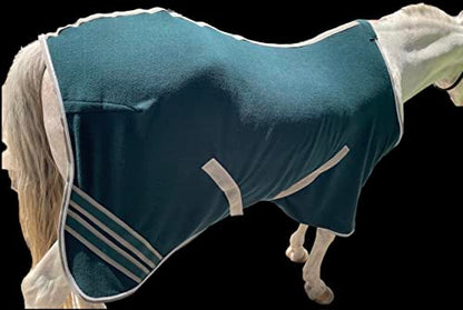 Majestic Ally Anti Pill Fleece Horse Blanket /Sheet with Silver Braided Rope (Hunter Green, 76) - color: Hunter Green, size: 76