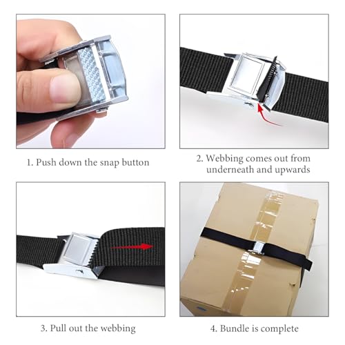 Lashing Straps with Buckles, 16.4ft x 1in Adjustable Cam Buckle Tie Down Strap, Heavy Duty Cinch Strap for Motorcycle Kayak Cargo Luggage, Universal Car Accessories