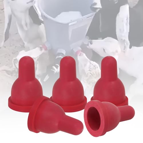 6Pcs Goat Lamb Nipple Soft Rubber Lamb Milk Nipples | Pacifier with Anti-Backflow Fixed Base, Food Grade Bite-Resistant Reusable Bottle Nipples for Goat Pig Dog Cat Farm Feeding - color: red, size: 1 Count (Pack of 6)