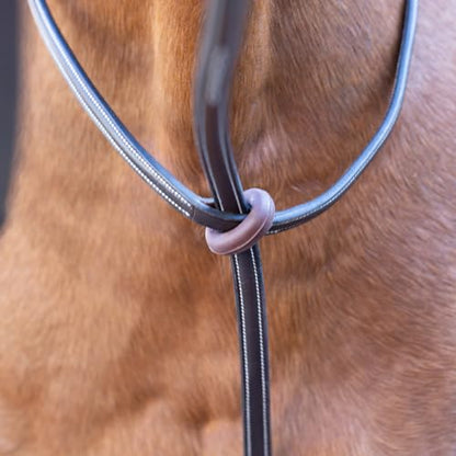 Equinavia Saga Adjustable Leather Standing Martingale with Stainless Steel Hardware (Stopper Not Included) - Chocolate Brown - Cob - size: Cob