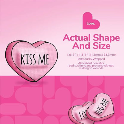 BioSwiss Bandages, Valentine Heart Shaped Self Adhesive Bandage Set, Latex Free, Sterile Wound Care, 50 Count - color: Heart, size: 50-Count Tin