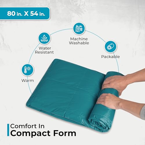 Puffy Blanket for Cold Weather - Down Camping Blanket with Sustainable Insulation, Lightweight & Warm Outdoor Camping Quilt, Water-Resistant, Compact & Packable - color: Maritime