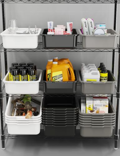 White 13 L Commercial Bus Tubs/Tote Box, 5-Pack Plastic Storage Wash Basin Tub - color: White, size: 13 Liter-White