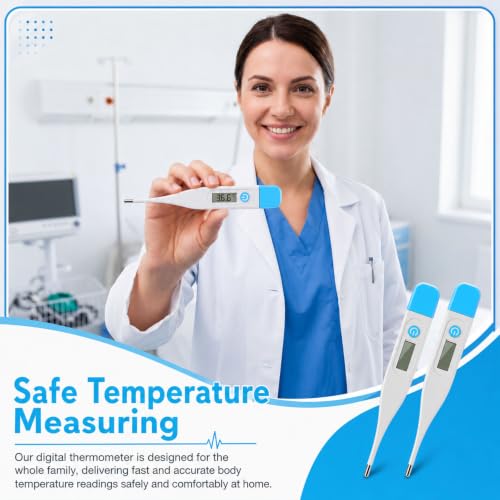 24 Pack Digital Thermometer for Adults Digital Oral Thermometer for Fever Basal Body Fast Reading Hard Probe for Underarm Rectal Mouth Temperature Measurement