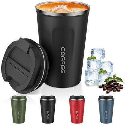 MOMSIV 12oz Travel Coffee Mug, Insulated Coffee Cup with Leakproof Lid - color: A-Black-12oz