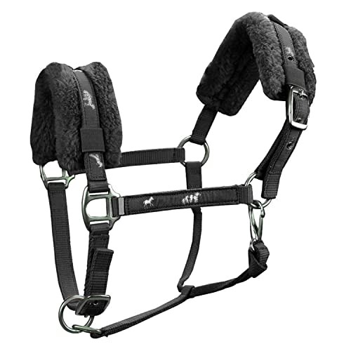 Fleece Padded Adjustable Nylon Horse Halters (Average Pony (400-750 lbs), Black)