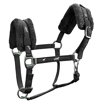 Fleece Padded Adjustable Nylon Horse Halters (Average Pony (400-750 lbs), Black)