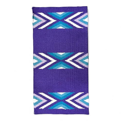 Majestic Ally Western Saddle Blanket, Canyon Diamond Design, New Zealand Wool, Handwoven Horse Tack, 36x34 Inches - color: Purple Teal